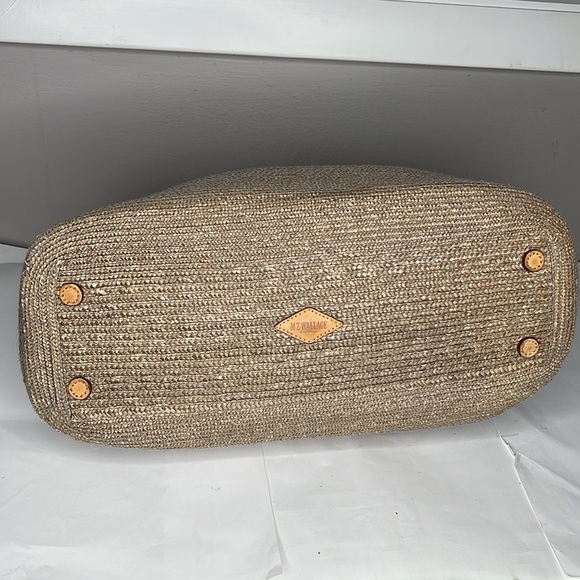MZ Wallace Large Raffia and Belting Leather Woven Tote Handbag - Rare Style - Picture 7 of 12